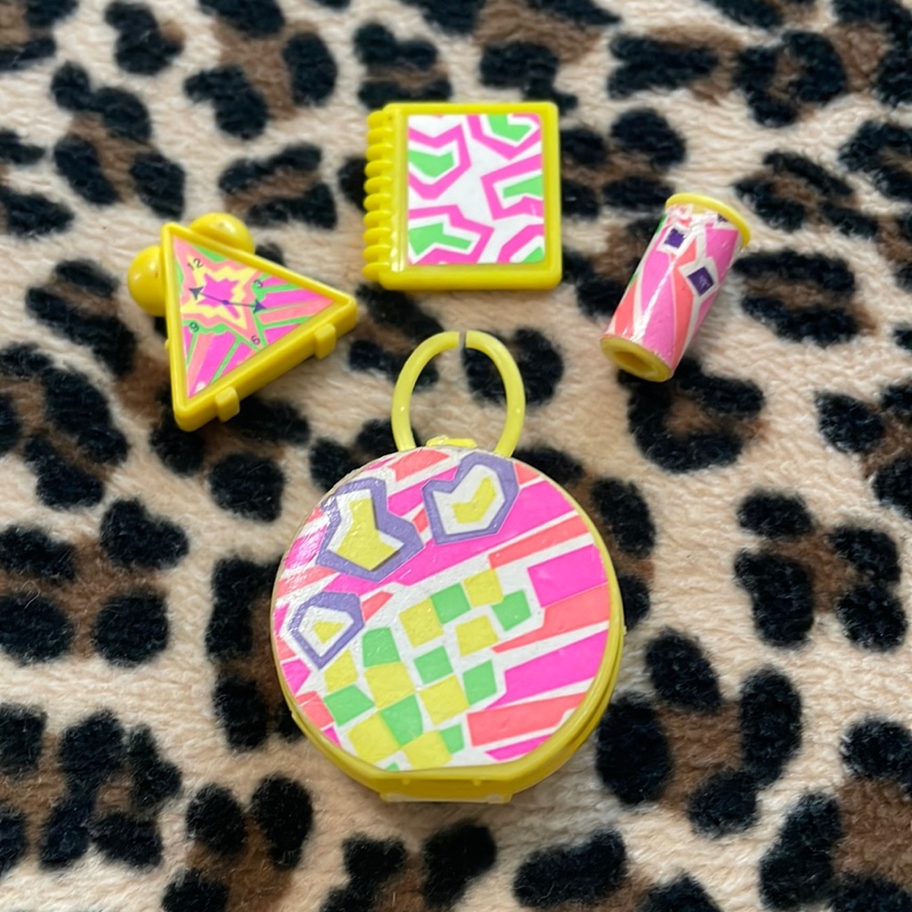 BARBIE Doll 💕 Accessories Lot Vintage 90s Neon Yellow Purse Mini 1990's Toys